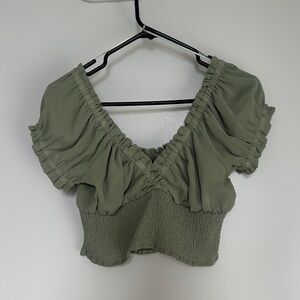 Dynamite Sage Green Ruched Crop Top